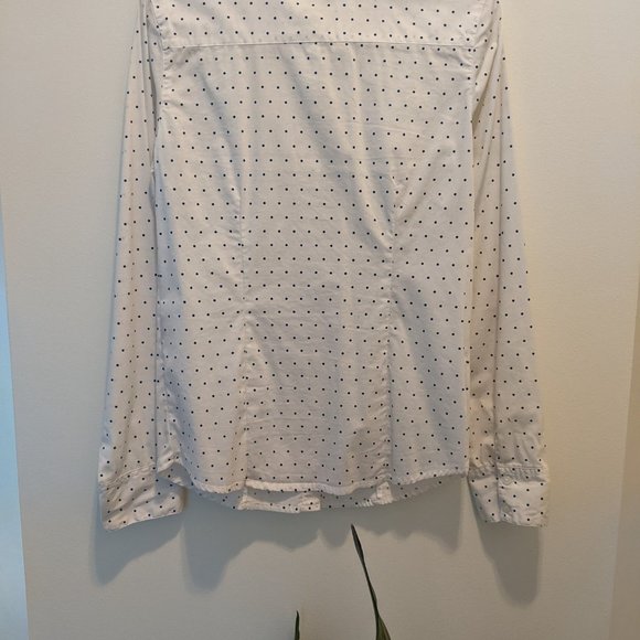 Simons long sleeves shirt with polka dots white and navy blue S - Picture 2 of 2
